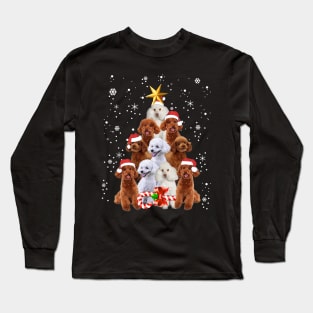 Poodle Dogs Tree Christmas Sweater Xmas Long Sleeve T-Shirt